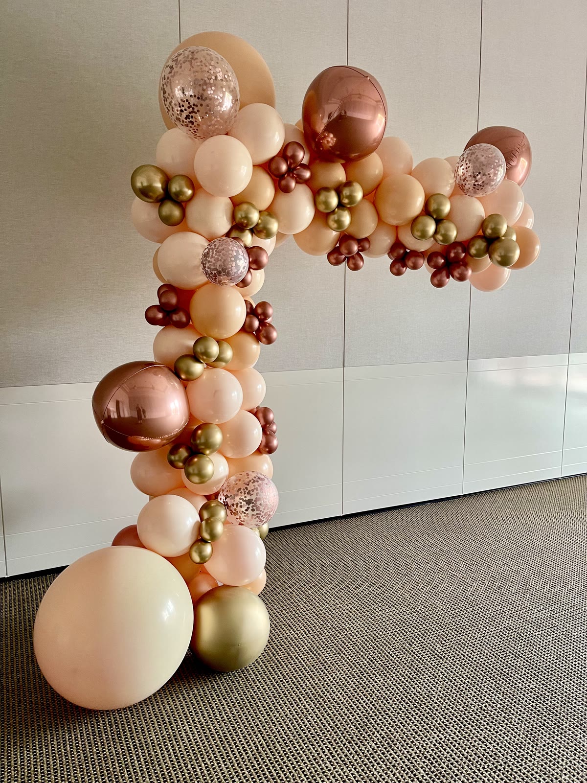 White and gold balloon garland